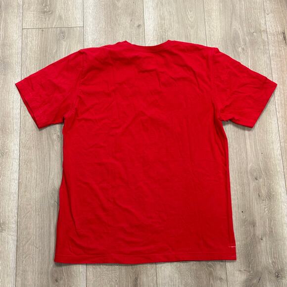 Nike Check Swoosh Logo Red White Regular Fit Tee T Shirt size Large L B4 - Picture 4 of 5